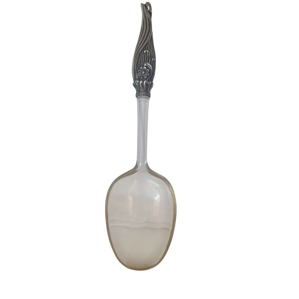 Vintage lucite serving scoop with ornate silverplate handle  mid century vg